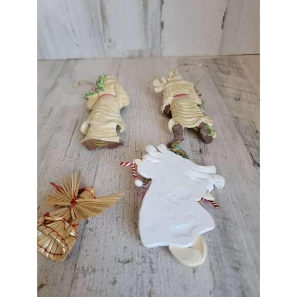 Rustic Santa Claus Angel cherub set variety ornament Xmas - Picture 6 of 7